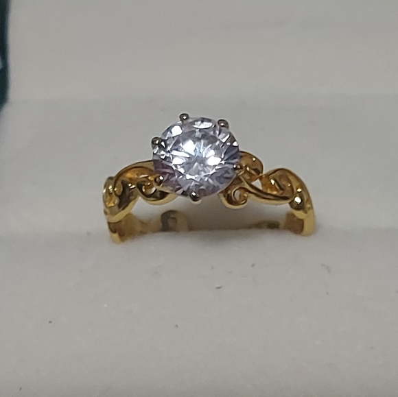 925 Sterling Silver Swirl Ring, Plated with 1 Micr - Picture 1 of 11